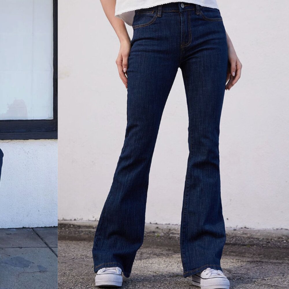 John Galt Dark Blue Melody '90s Low Rise Flare Jeans - Small